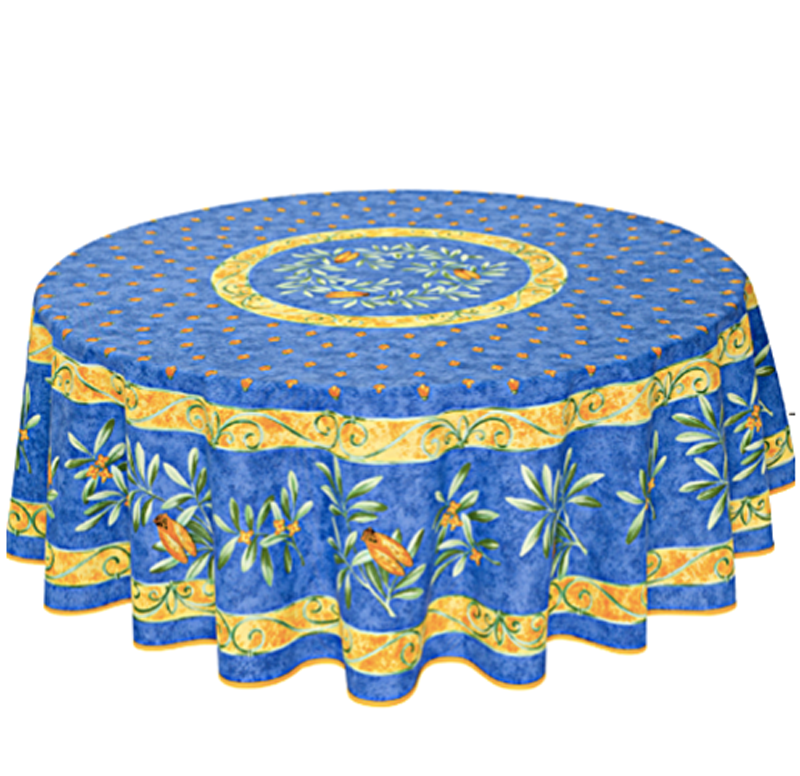 French Coated Round Tablecloth Collection "Cigale"