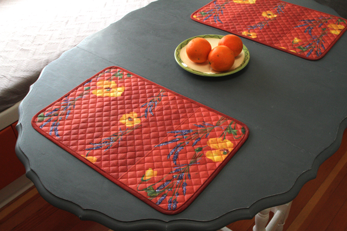 French Acrylic Coated Placemats Collection "Coquelicot" Red: Poppy Motif, Placemats Size 11" x 17", Price $94.95 for a Set of 6