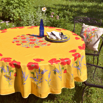 French Coated Round Tablecloth Collection "Coquelicot" Yellow