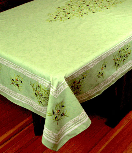 French Coated Tablecloth Collection "Clos" Green