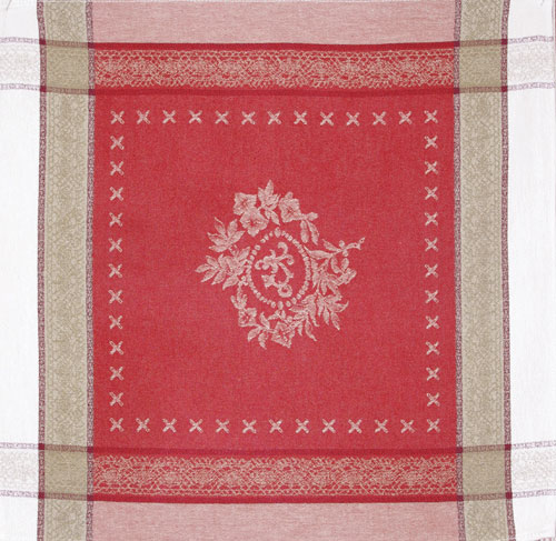 French Jacquard Napkin Collection "Monogramme" Cream/Red