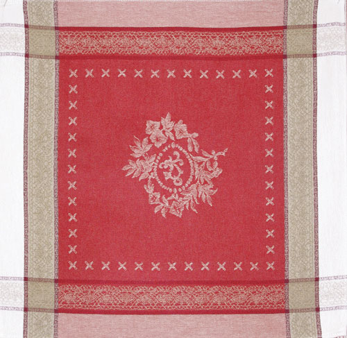 French Jacquard Napkin  Collection "Monogramme" Cream/Red