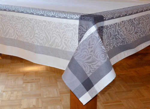 French Jacquard Tablecloth Collection "Bargeme" Cream/Grey 