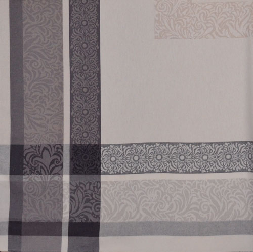 French Jacquard Tablecloth Collection "Bargeme" Cream/Grey (corner shown)