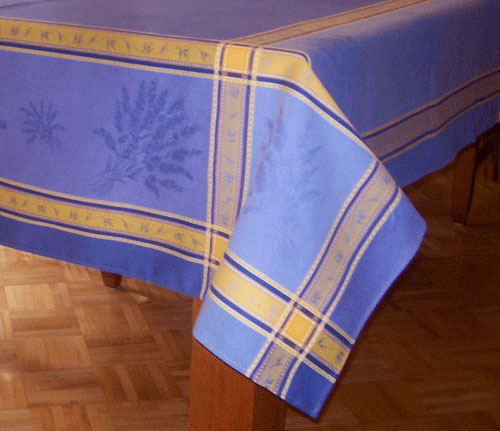 French Jacquard Tablecloth Collection "Senanque" Blue/Yellow