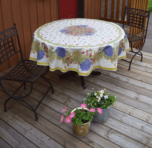 French Coated Round Tablecloth Collection "Roses"