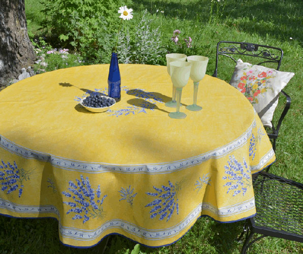 French Coated Round Tablecloth Collection "Valencole" Yellow