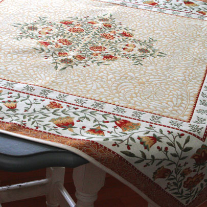 French Tapestry Table Topper Collection "Aubrac" Rust