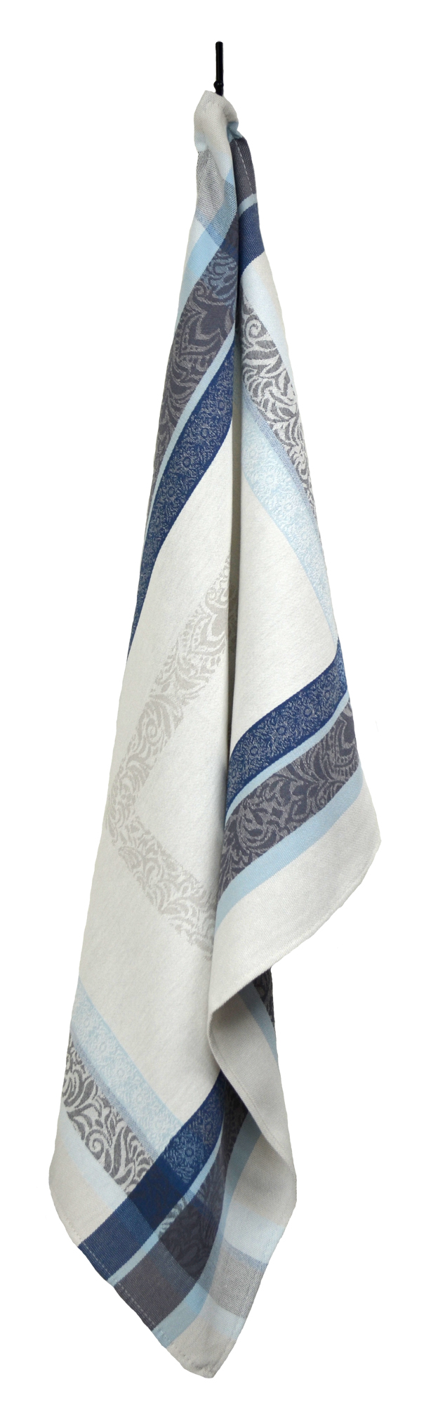 Floral French Jacquard Tea Towel - Collection "Bargeme" Cream/Blue, Size: 21 x 27 inches, Price CAN$19.95