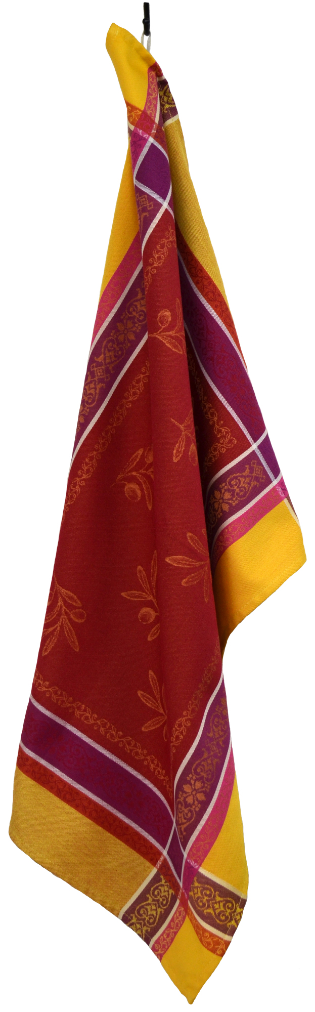 Olives French Jacquard Tea Towel - Collection "Olivia" Red/Yellow, Size: 21 x 29 inches, Price CAN$19.95